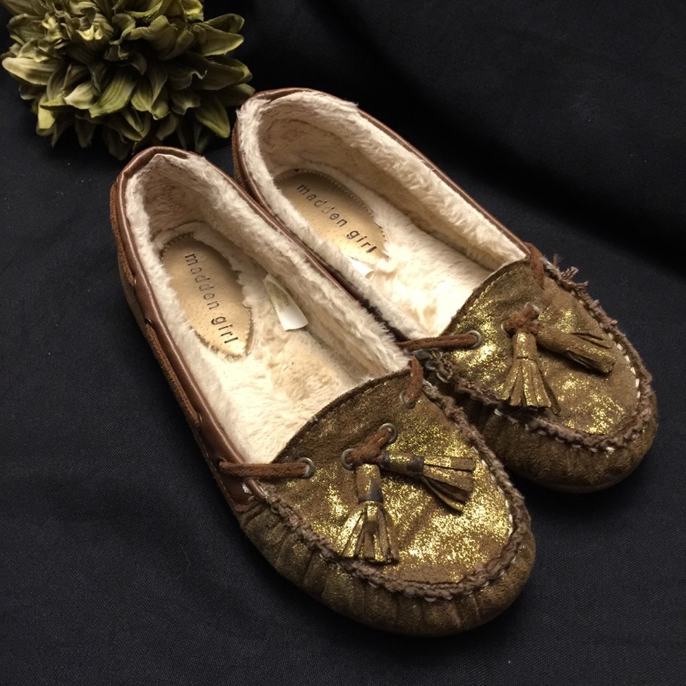 Madden Girl Gold Flake‎ Moccasins- Size: 6